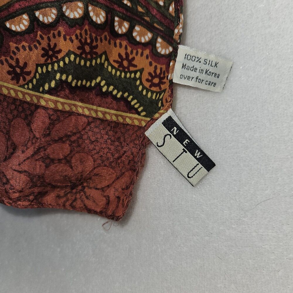 New York Studio Oblong Scarf 60”x10” 100%silk Autumn, Harvest, Grannycore - Picture 2 of 5